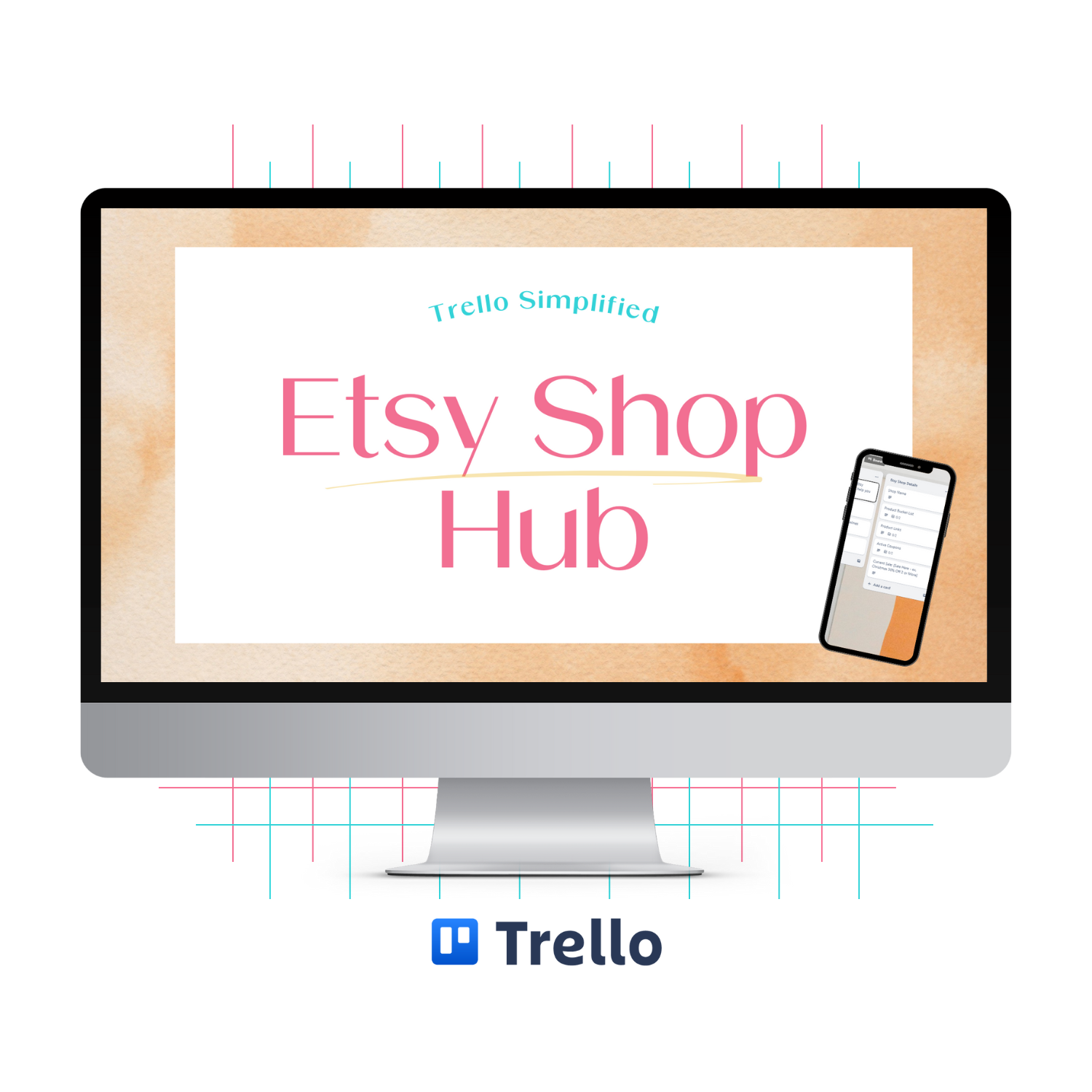 A monitor mockup displaying the Etsy Shop Hub.