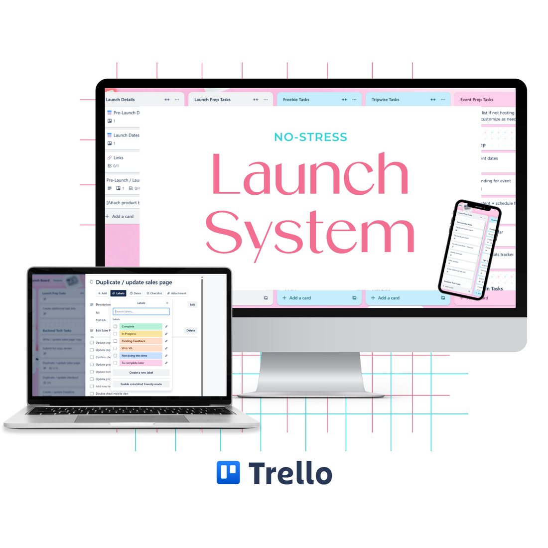 Trello interface on a computer screen with &