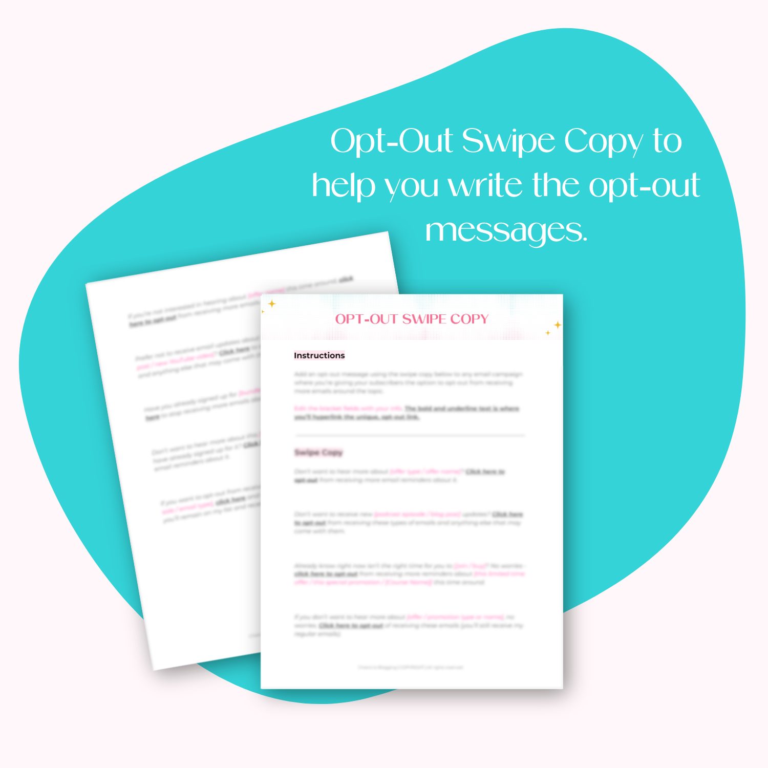 A document mockup displaying the bonus, Opt-Out Email Swipe Copy.