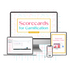 A monitor mockup displaying the Scorecards for Gamification course.