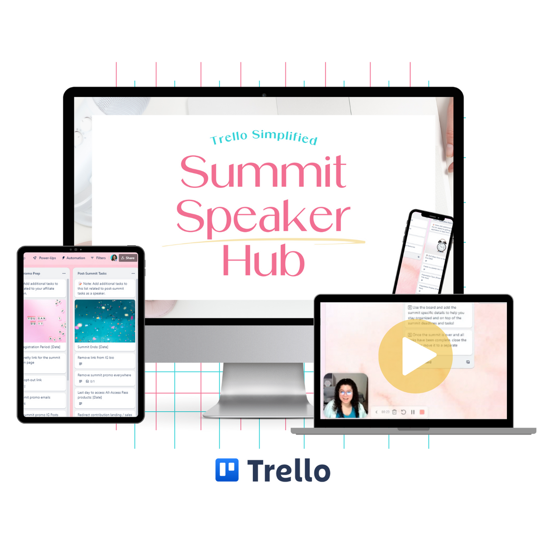 A monitor mockup displaying the Summit Speaker Hub to help you stay organized as a summit speaker.