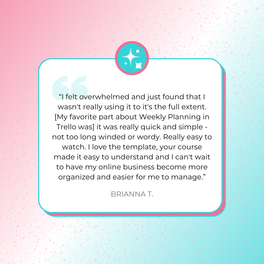 A testimonial graphic that says, “I felt overwhelmed and just found that I wasn&