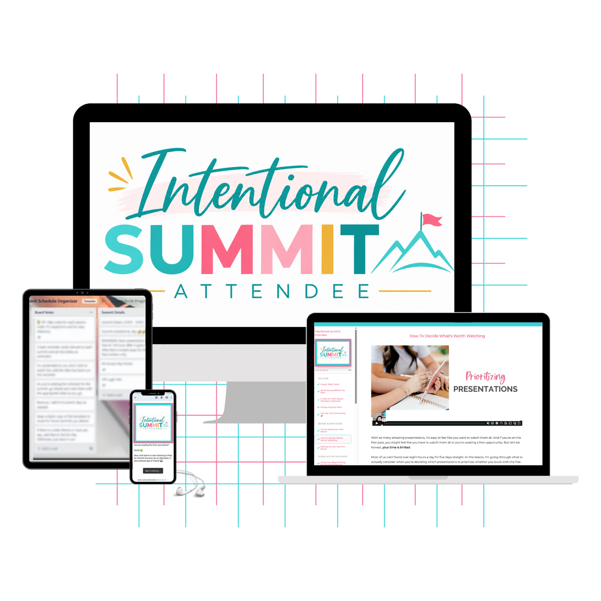 The Intentional Summit Attendee course shown across desktop, tablet, and mobile devices.