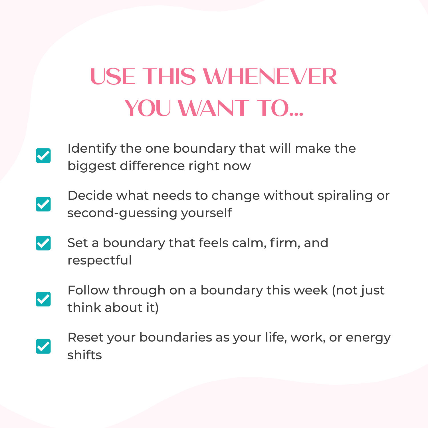 Graphic titled “Use This Whenever You Want To…” showing situations where Boundary Boss GPT helps ignore distractions and reset boundaries.