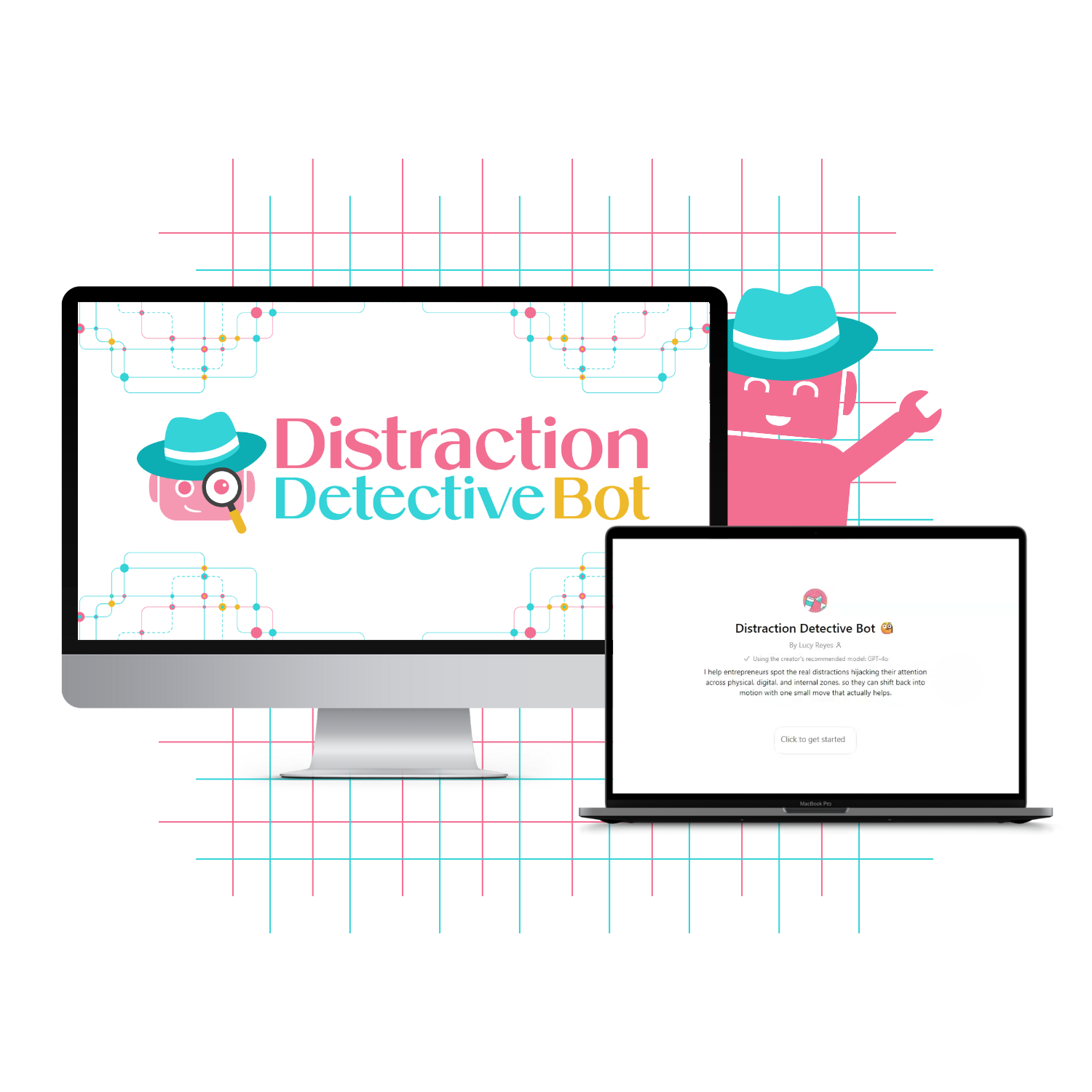 Distraction Detective Bot demonstrating personalized guidance that adapts to user responses, helping manage distractions and interruptions with customized micro-shifts and mindset tips.