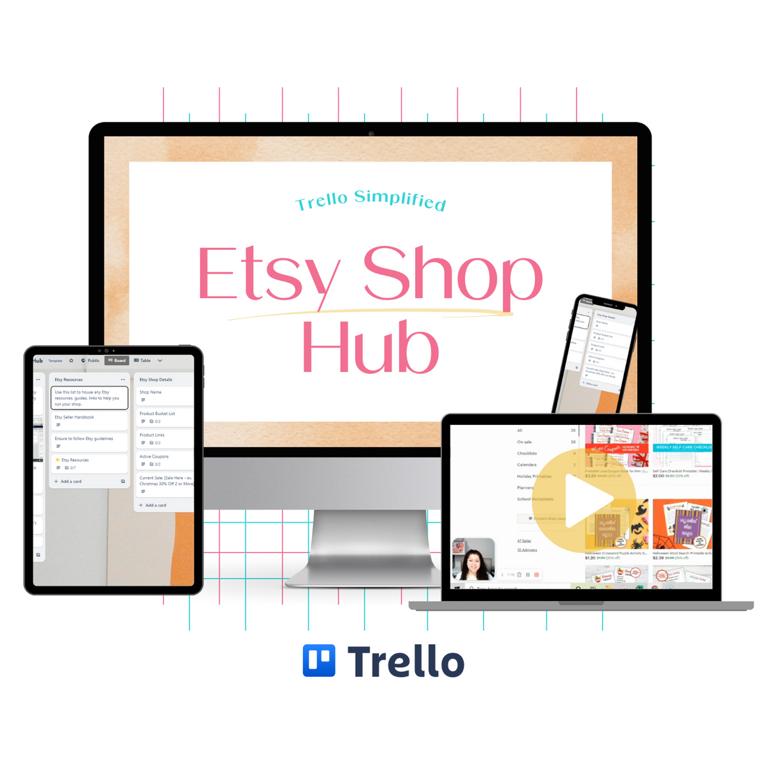 A monitor mockup displaying the Etsy Shop Hub.