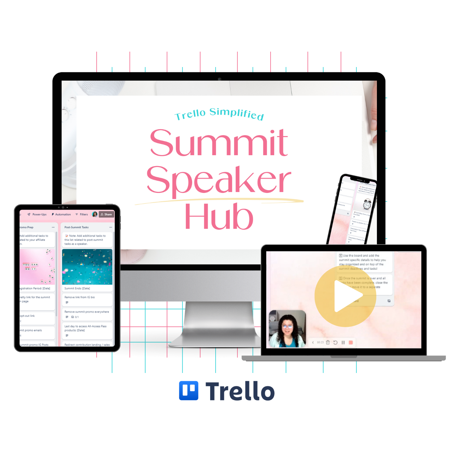 A monitor mockup displaying the Summit Speaker Hub to help you stay organized as a summit speaker. 
