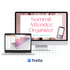 A desktop monitor and laptop mockup displaying the Summit Attendee Organizer Trello board template, with a phone mockup showing the summit details card.